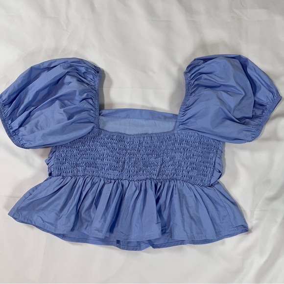 Women's Blue Puff Sleeve Top - Picture 7 of 7